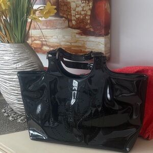 Elegant Black Patent Leather Tote Bag